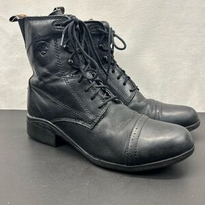 Ariat Women's Scout Paddock English Riding Boots Sz 7.5 Round Toe Black Leather